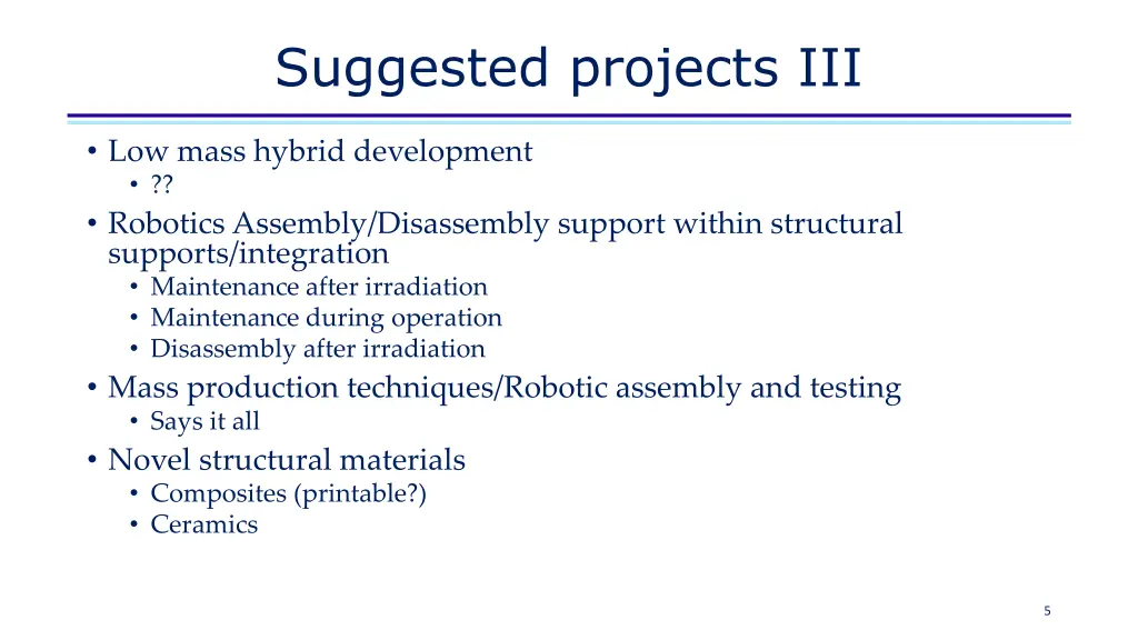 suggested projects iii