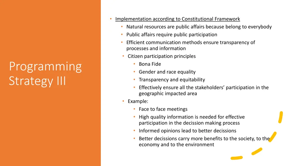 implementation according to constitutional