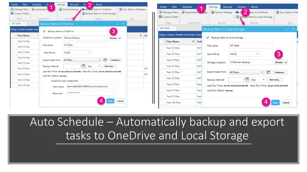 auto schedule automatically backup and export