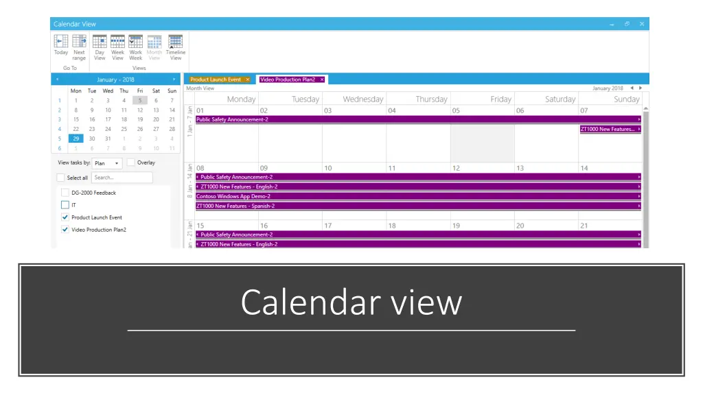calendar view