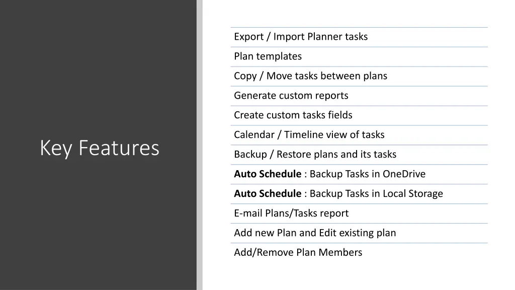 export import planner tasks