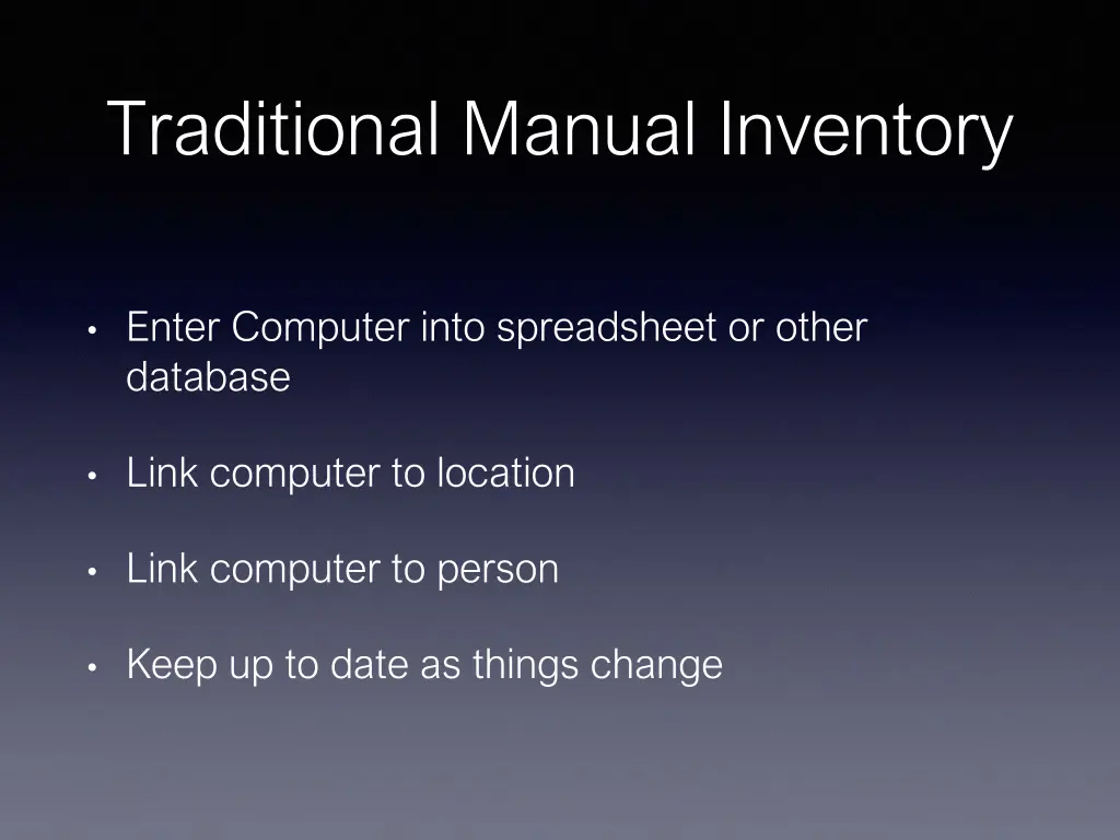 traditional manual inventory