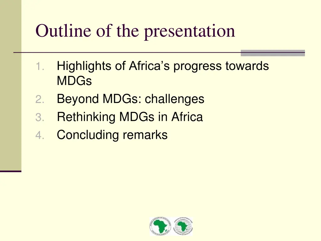 outline of the presentation