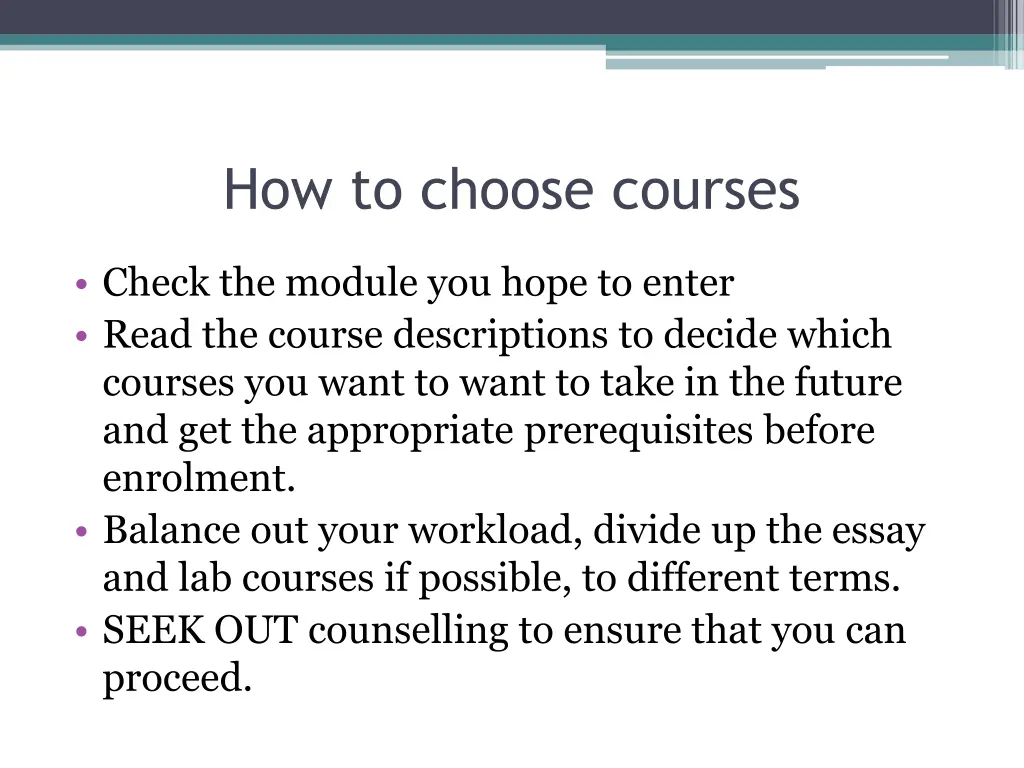 how to choose courses