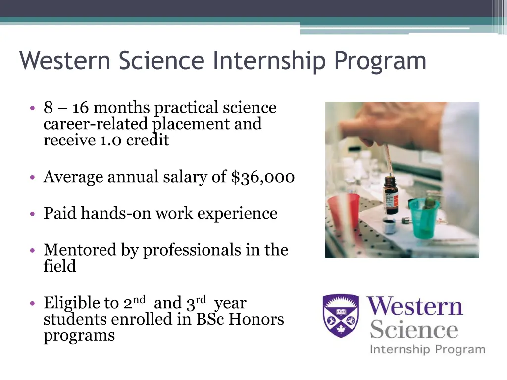 western science internship program