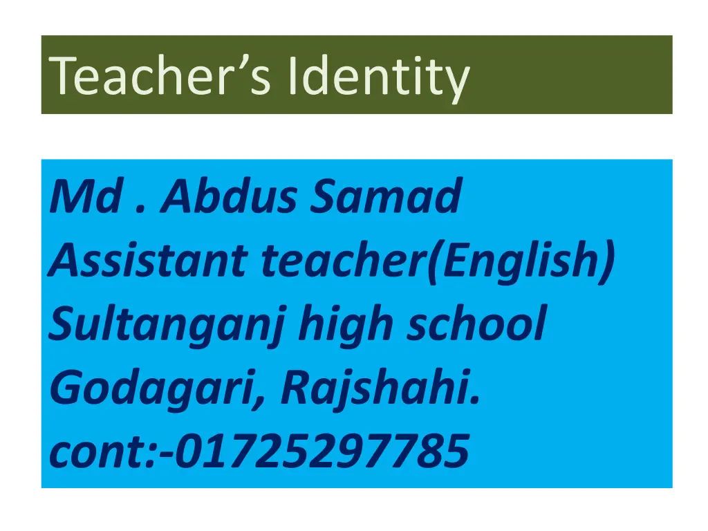 teacher s identity