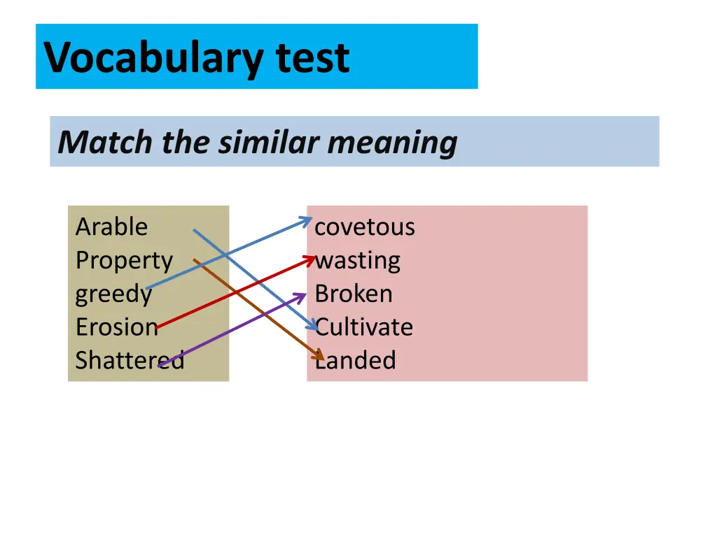 vocabulary test