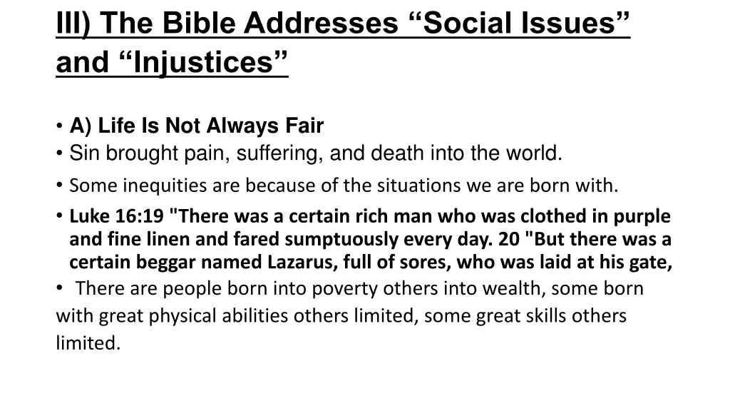 iii the bible addresses social issues