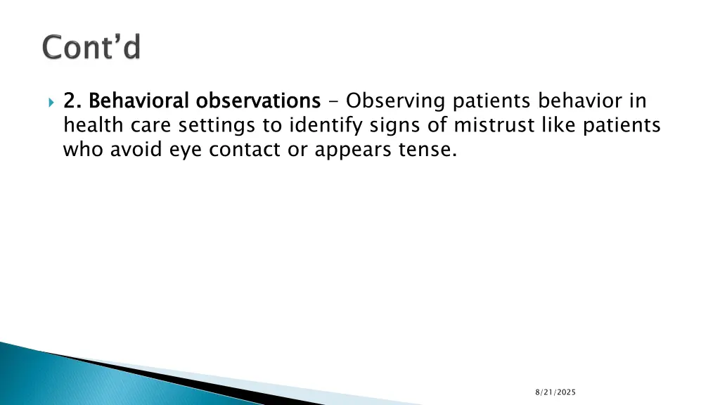 2 behavioral observations health care settings