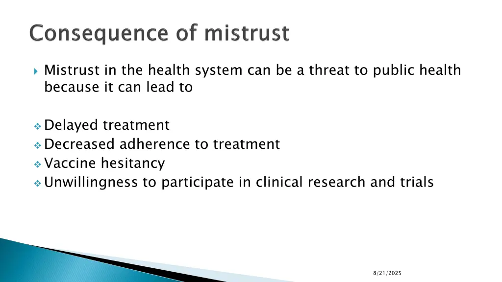 mistrust in the health system can be a threat
