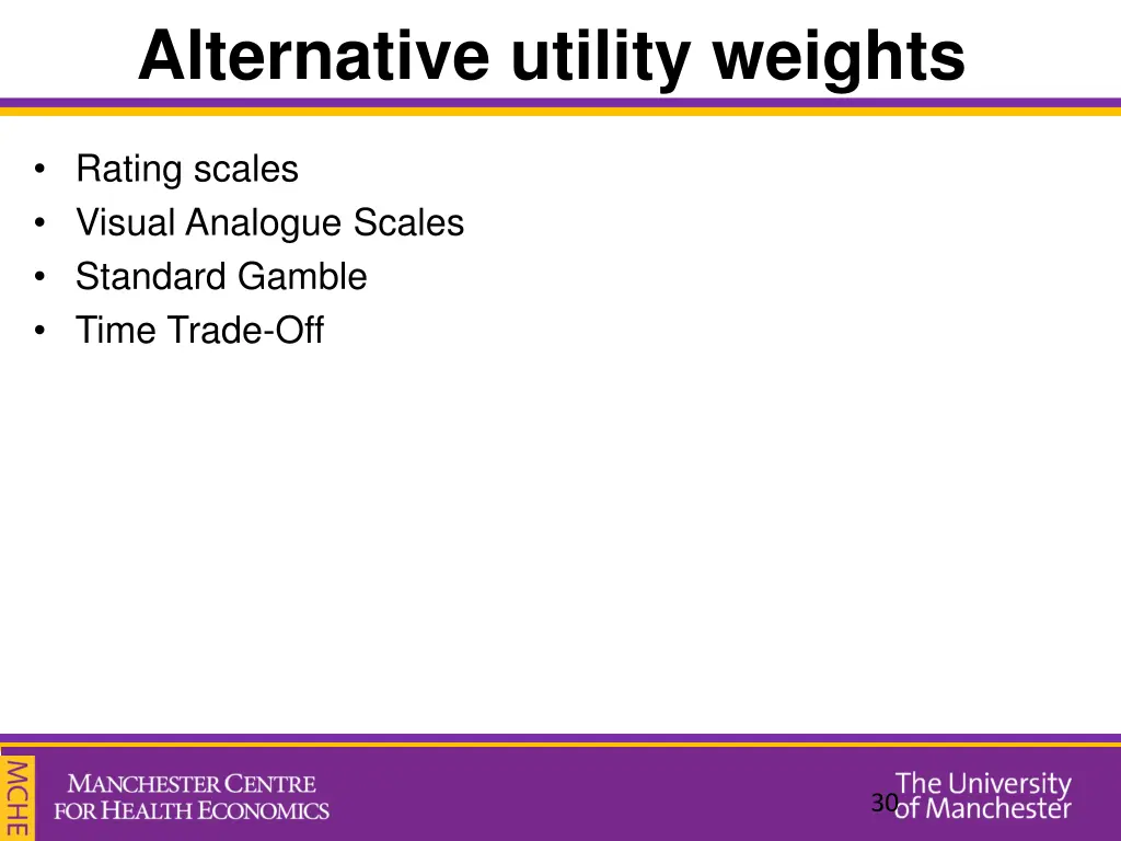 alternative utility weights
