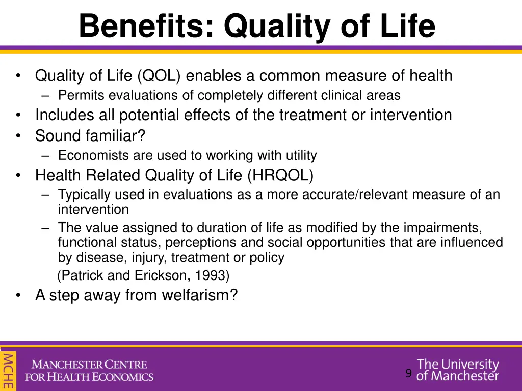 benefits quality of life