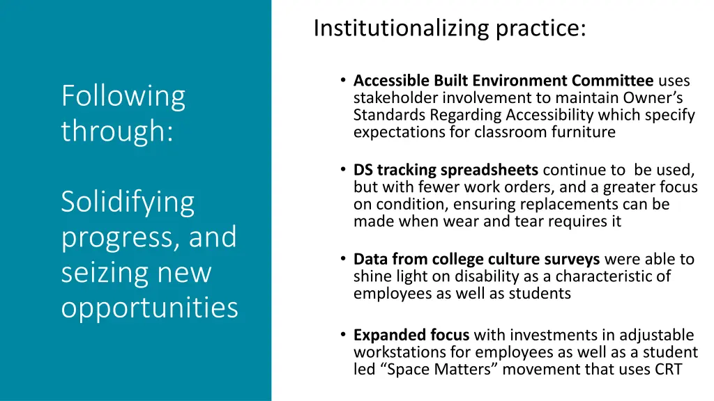 institutionalizing practice