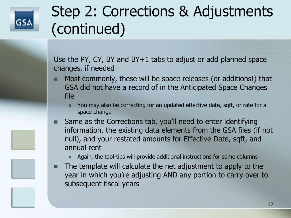 step 2 corrections adjustments continued