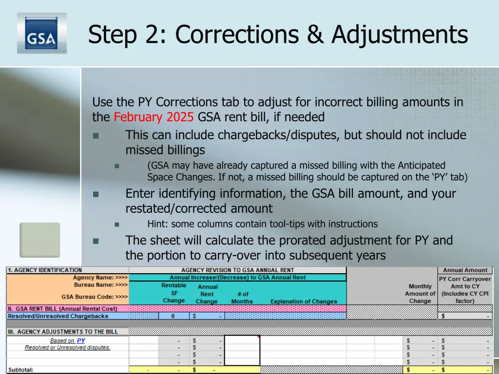 step 2 corrections adjustments