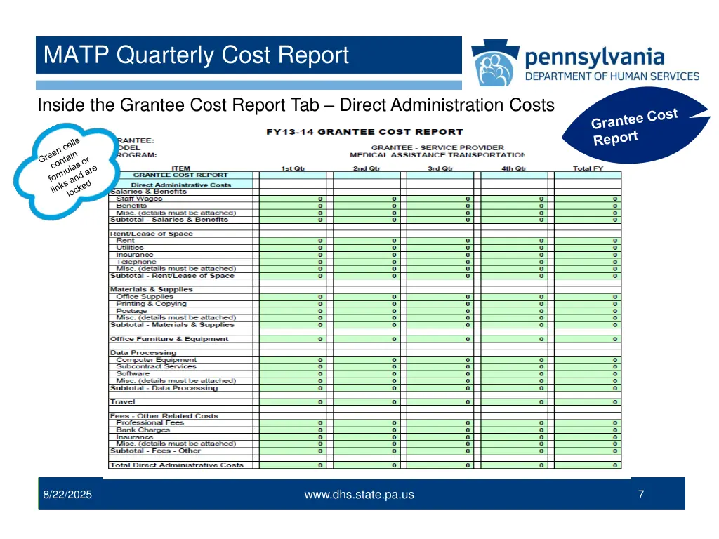 matp quarterly cost report 4
