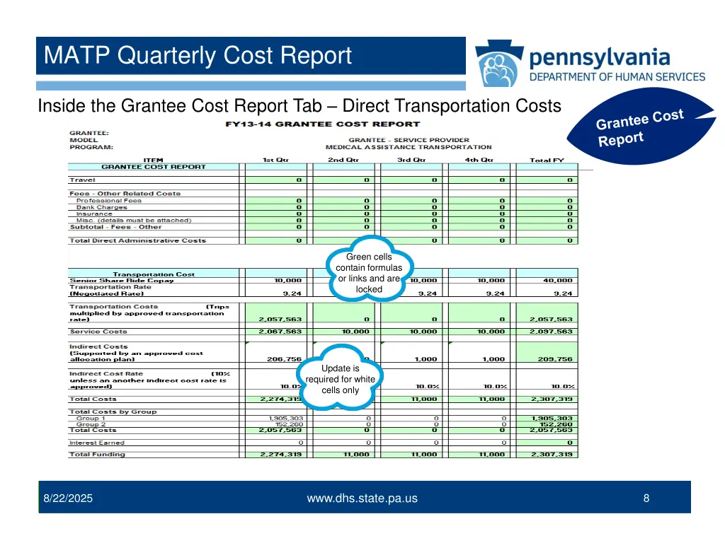 matp quarterly cost report 5