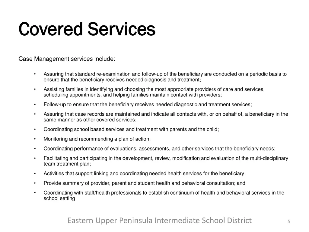 covered services covered services