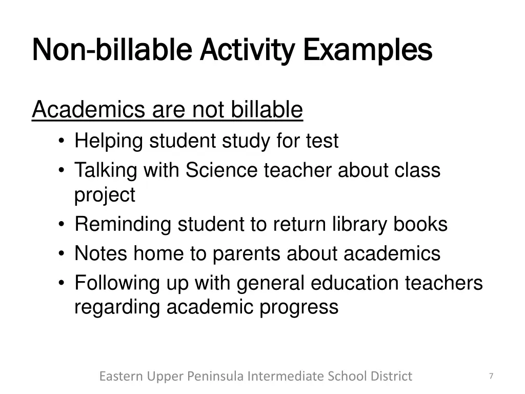 non non billable activity examples billable