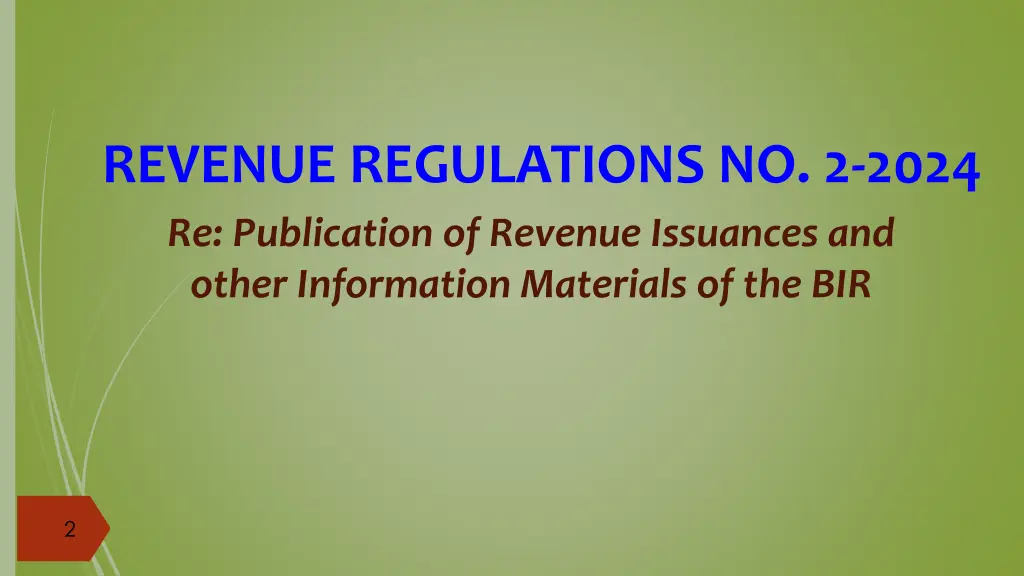 revenue regulations no 2 2024 re publication