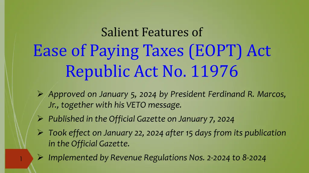 salient features of