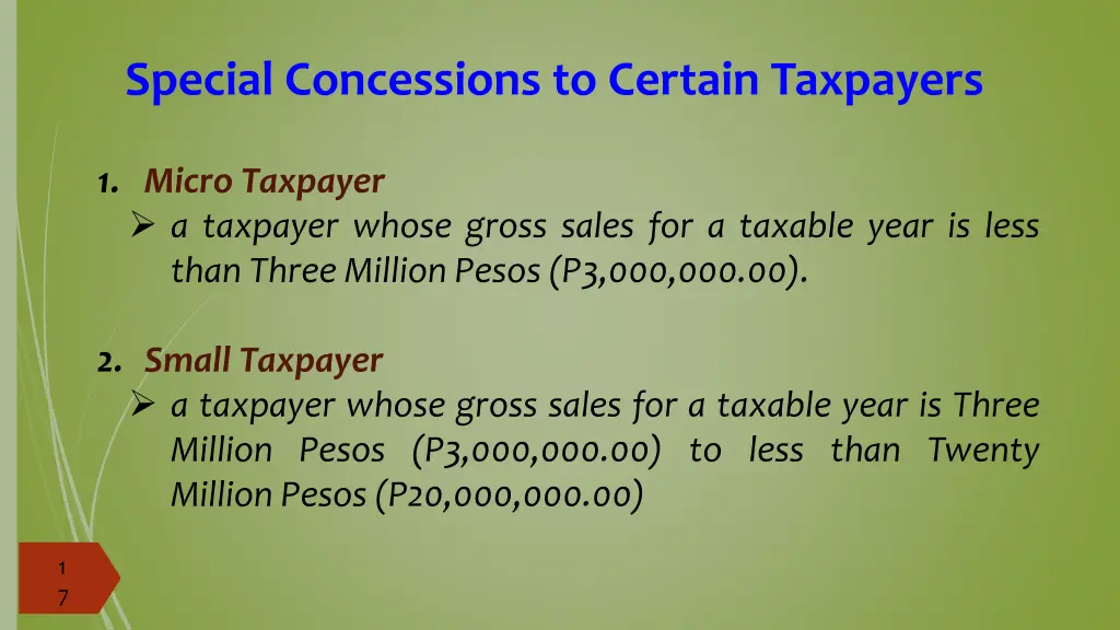 special concessions to certain taxpayers