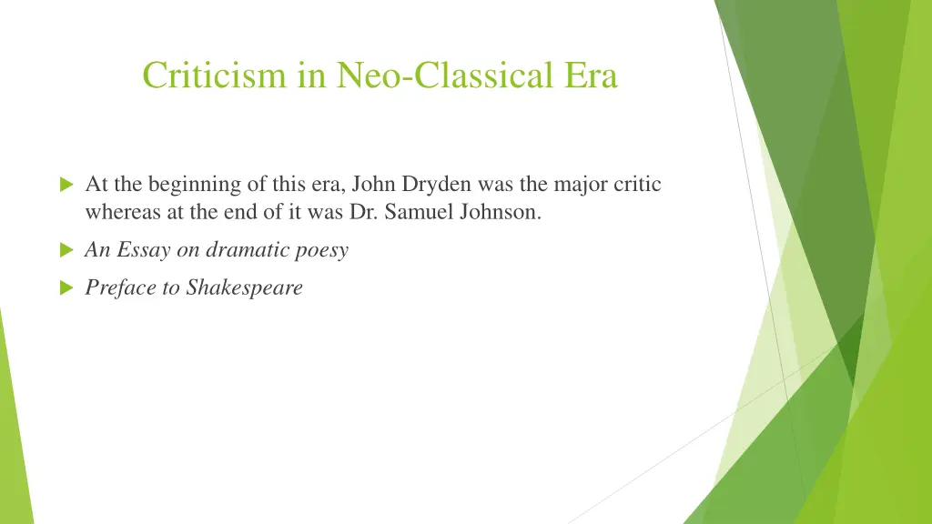 criticism in neo classical era