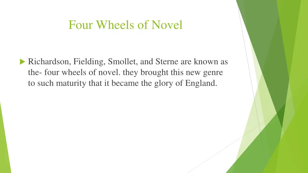 four wheels of novel