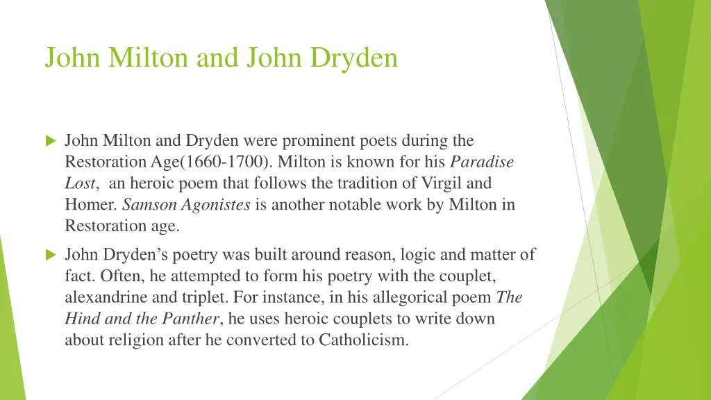 john milton and john dryden