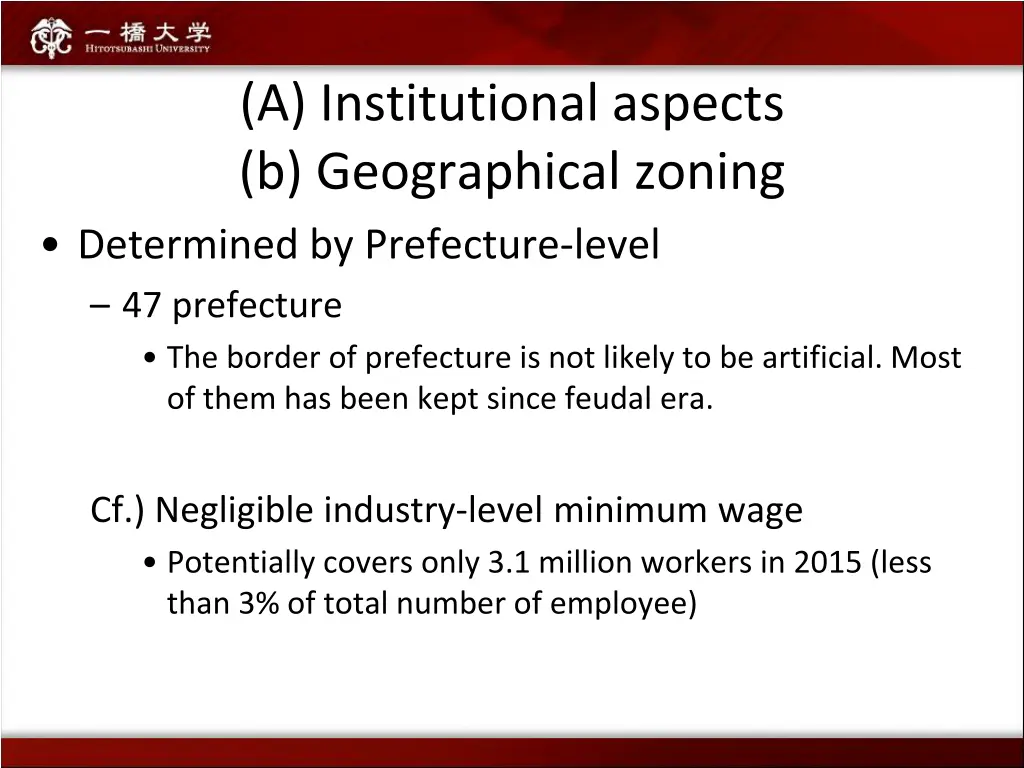 a institutional aspects b geographical zoning