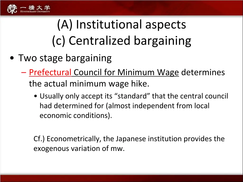 a institutional aspects c centralized bargaining 1
