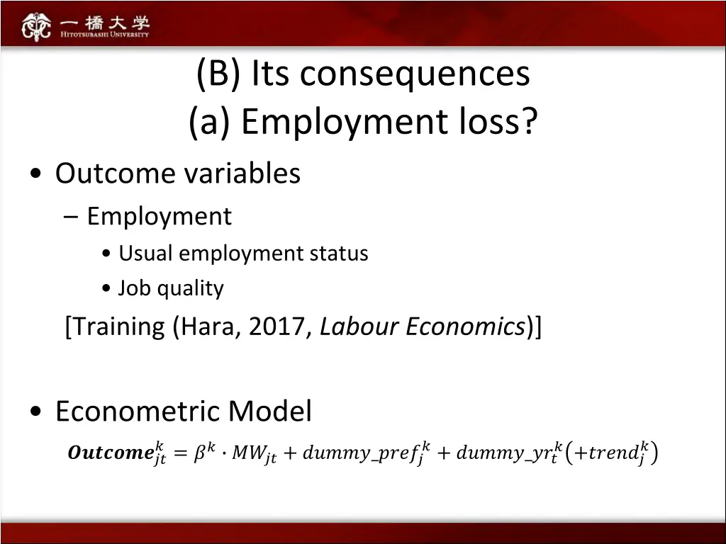 b its consequences a employment loss outcome