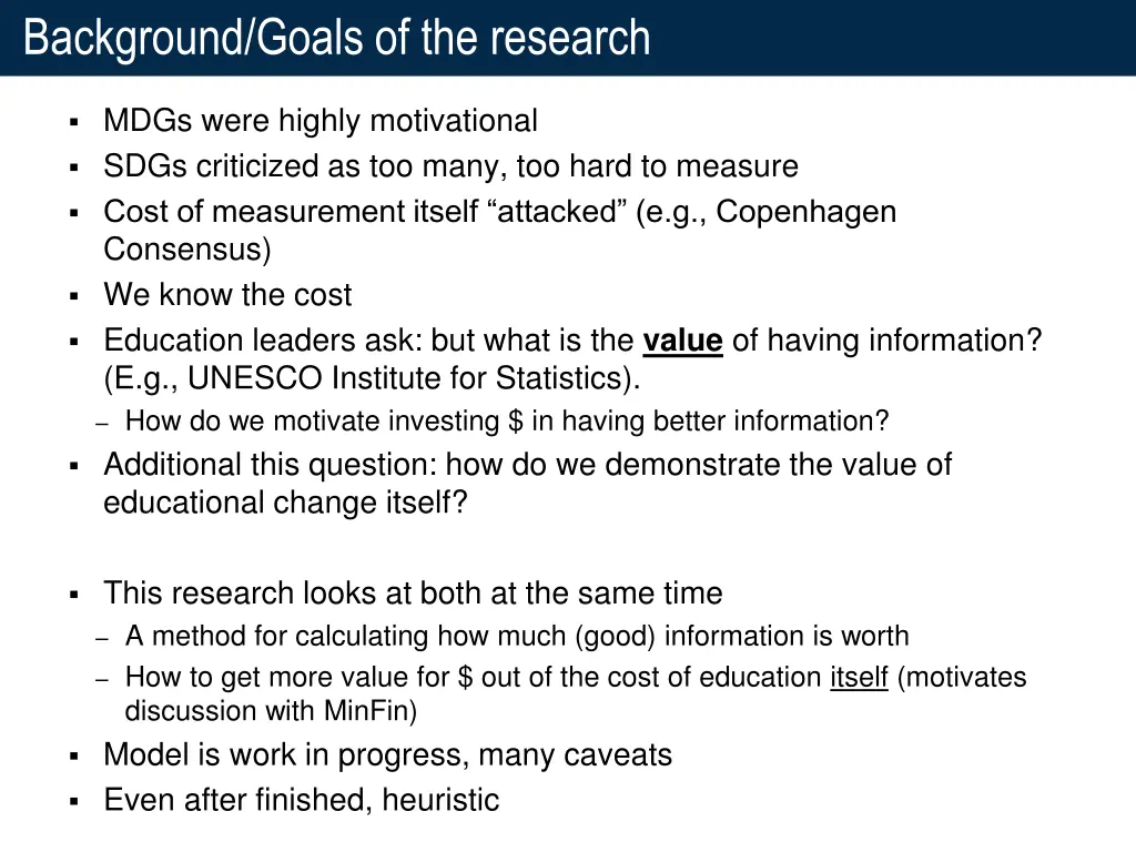 background goals of the research