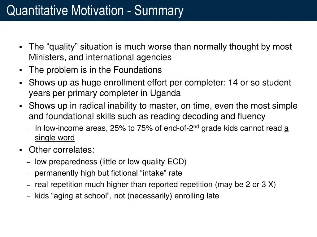 quantitative motivation summary