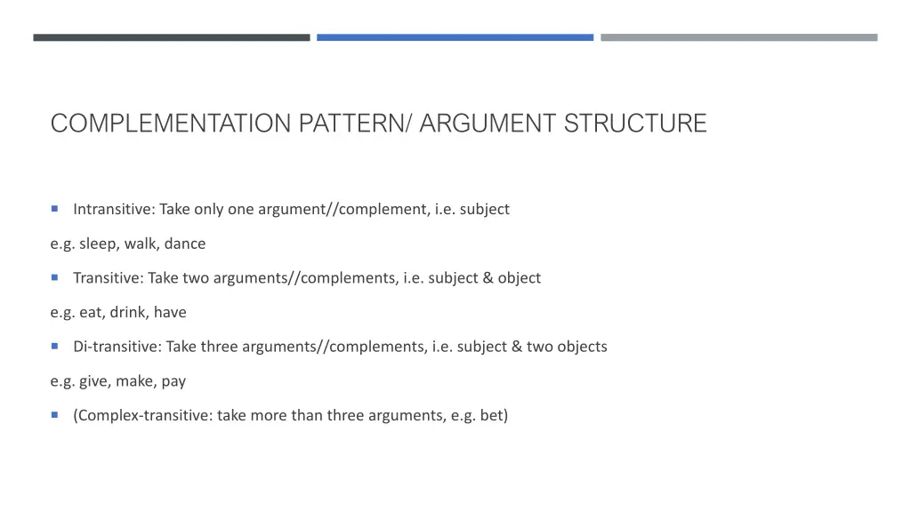 complementation pattern argument structure