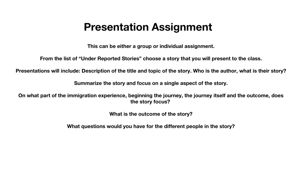 presentation assignment