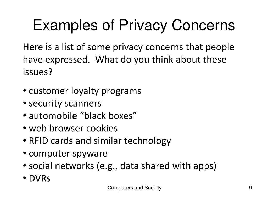 examples of privacy concerns