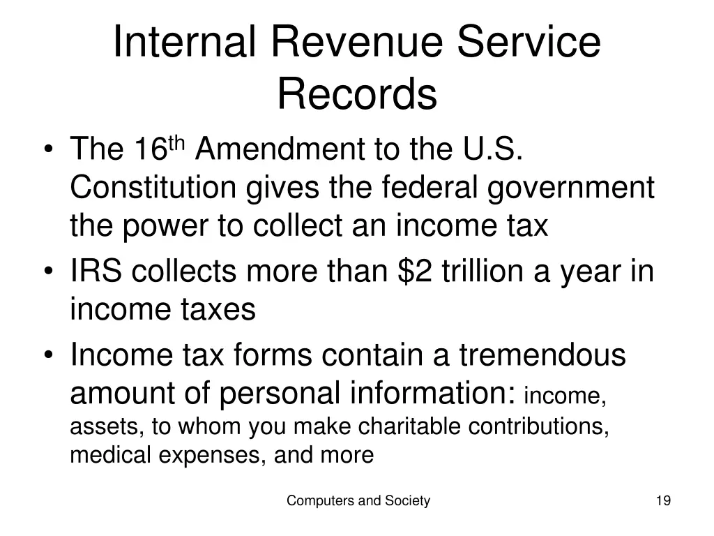 internal revenue service records