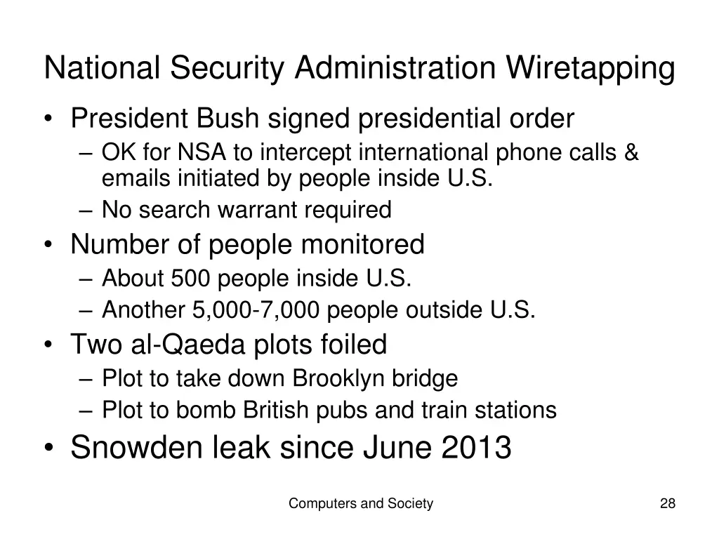 national security administration wiretapping