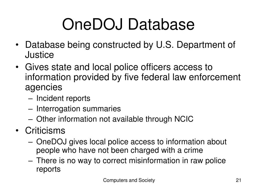 onedoj database
