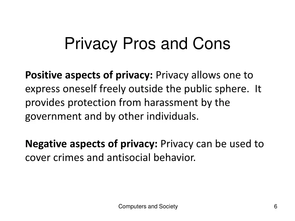 privacy pros and cons
