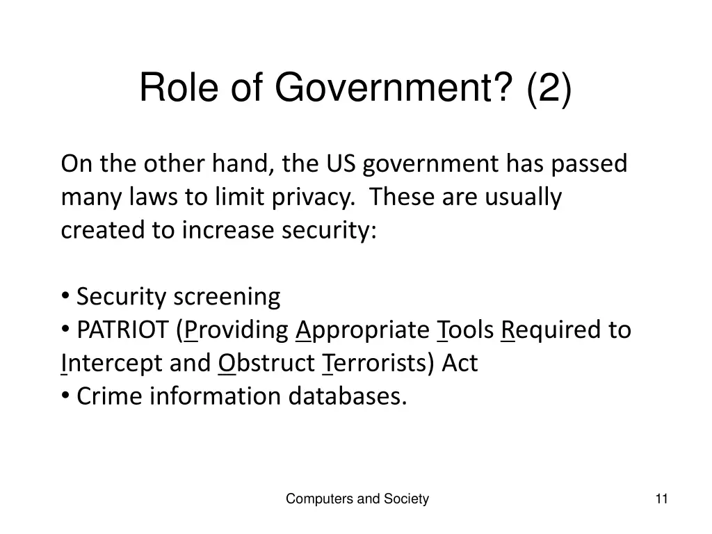 role of government 2