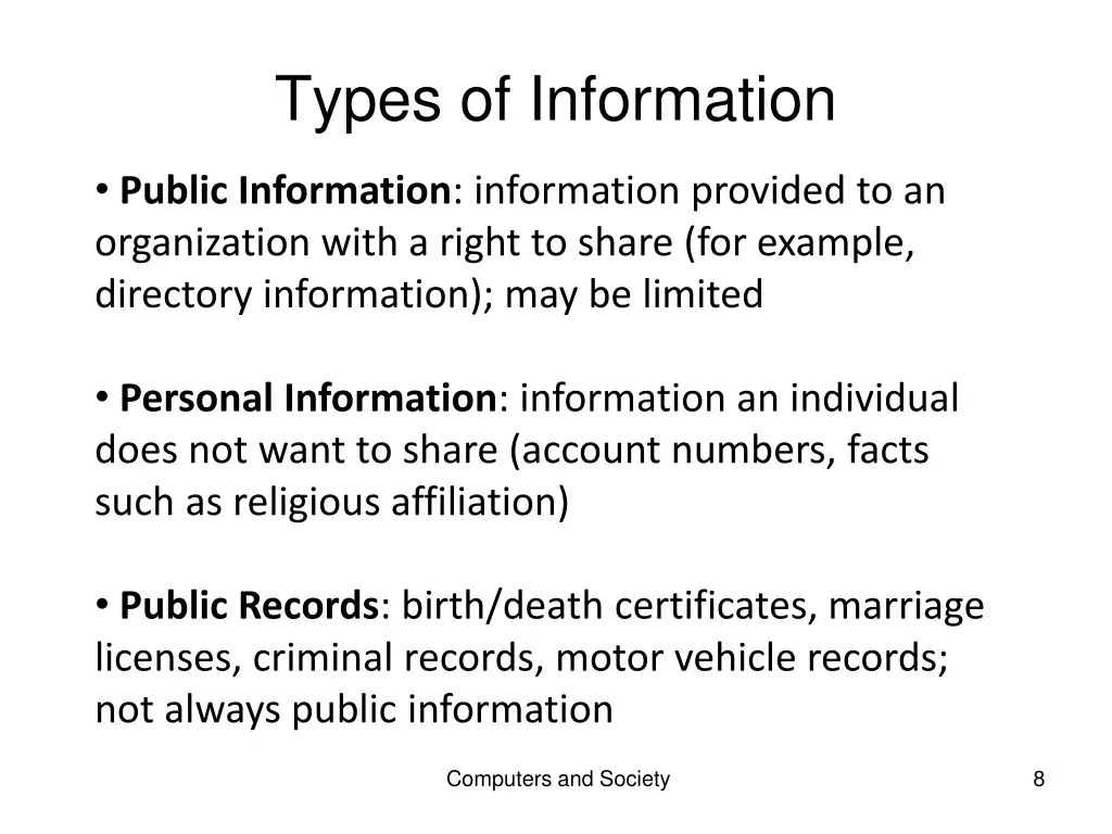 types of information