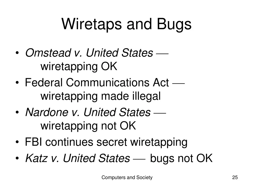 wiretaps and bugs