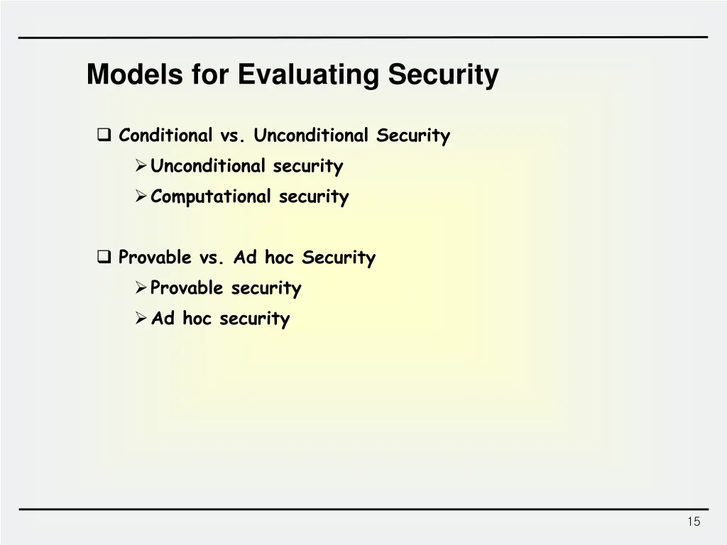 models for evaluating security