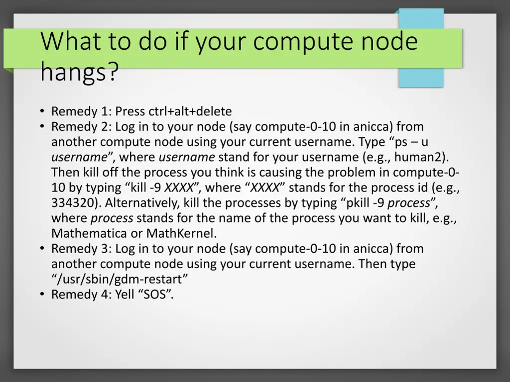 what to do if your compute node hangs