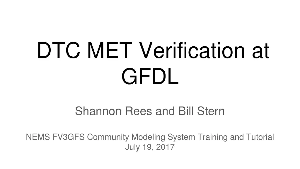 dtc met verification at gfdl