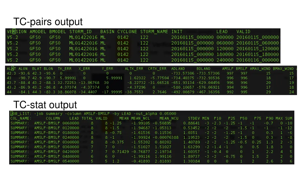 tc pairs output