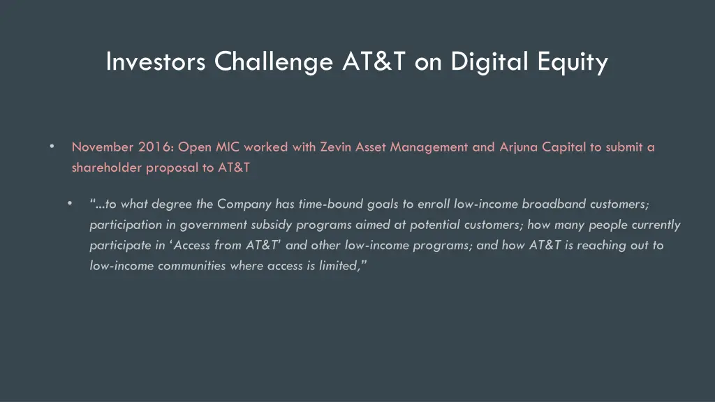 investors challenge at t on digital equity 1