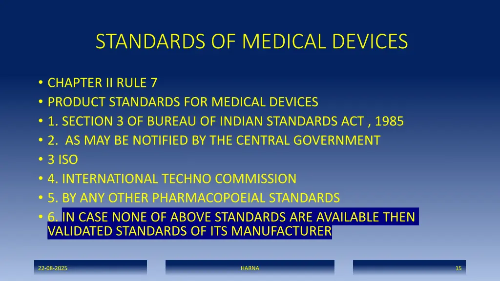 standards of medical devices
